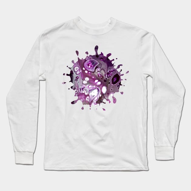 Purple Acrylic Pour Painting Long Sleeve T-Shirt by Designs_by_KC